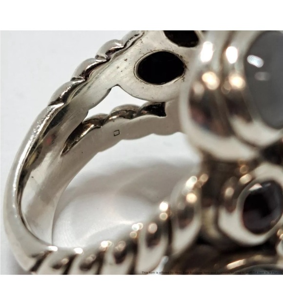 David Yurman Heavy Multistone Diamond Mosaic Sterling Silver Cocktail Ring 8.75 - Picture 10 of 10